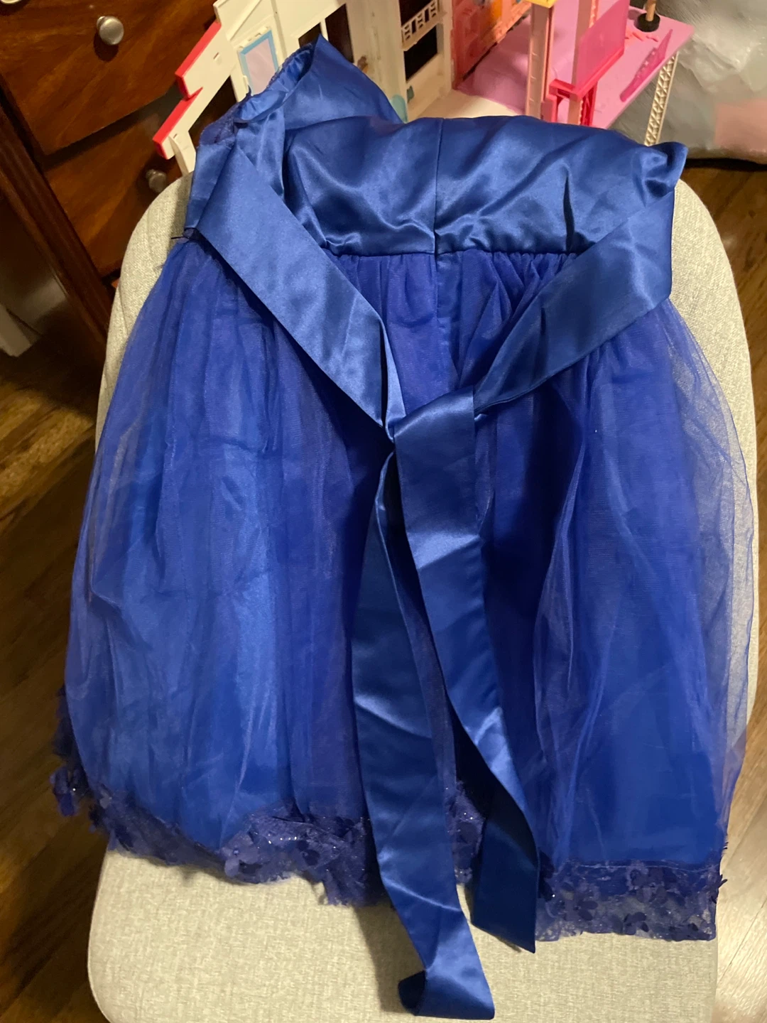 Blue Dress with Floral Appliques - photo 3