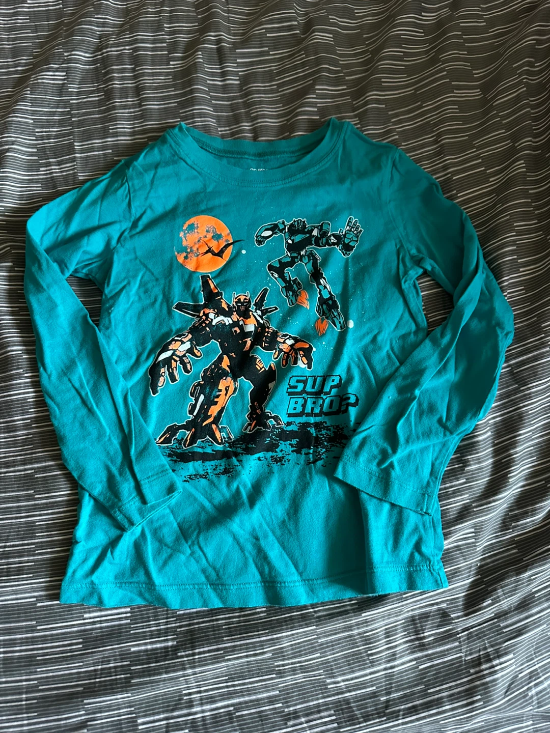 Boys' Teal Robot Long Sleeve Shirt ⚽️