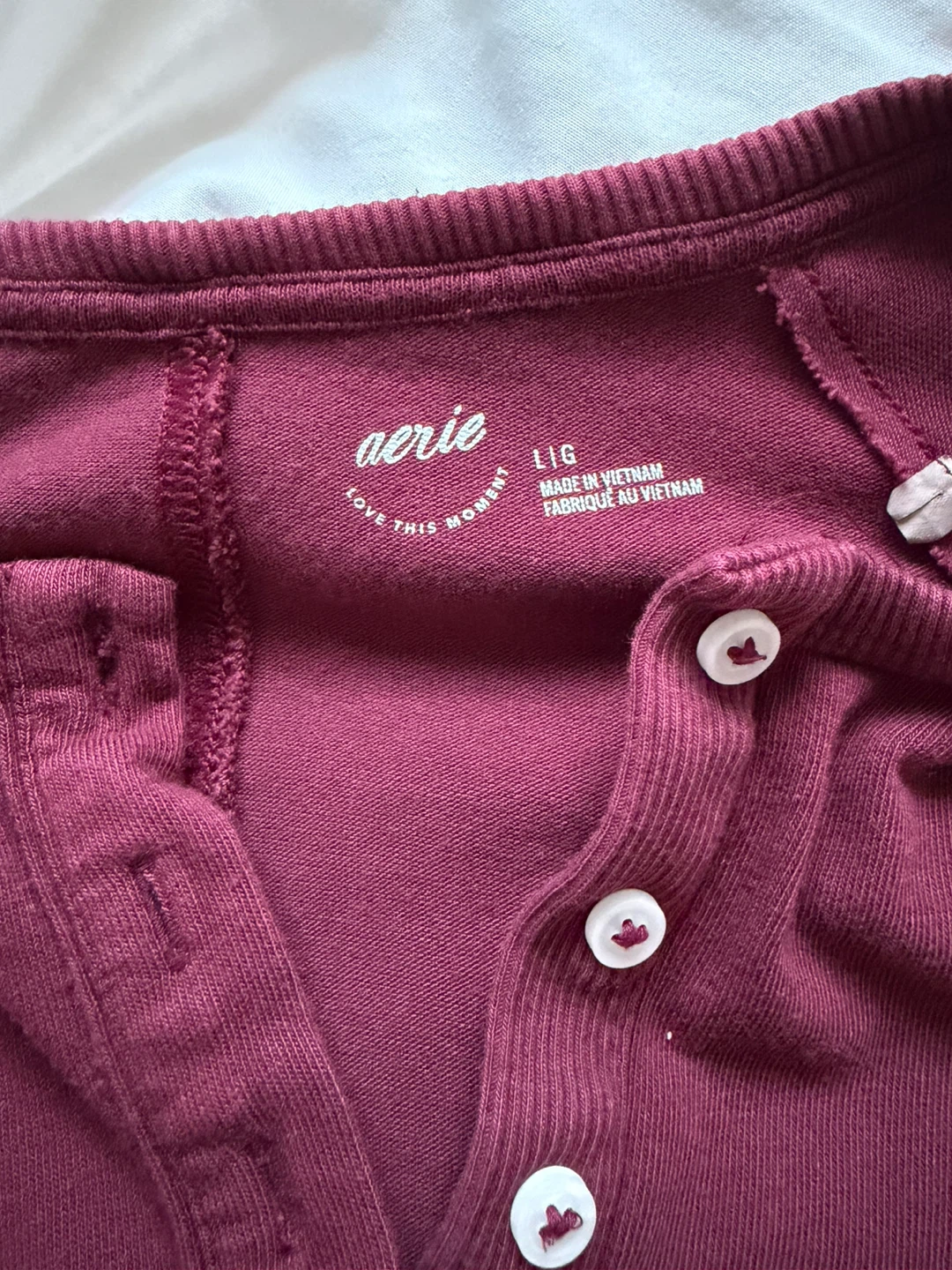 Aerie Burgundy Long Sleeve Henley Top - photo 2