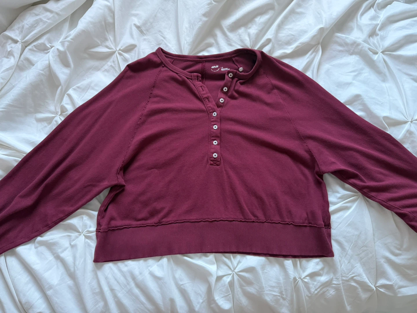 Aerie Burgundy Long Sleeve Henley Top