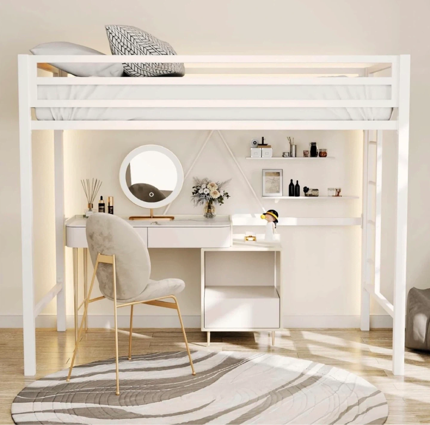 White Metal Loft Bed on sale