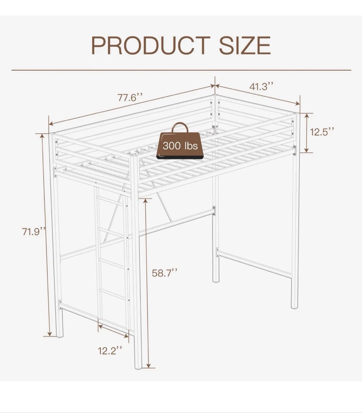 White Metal Loft Bed on sale - photo 3