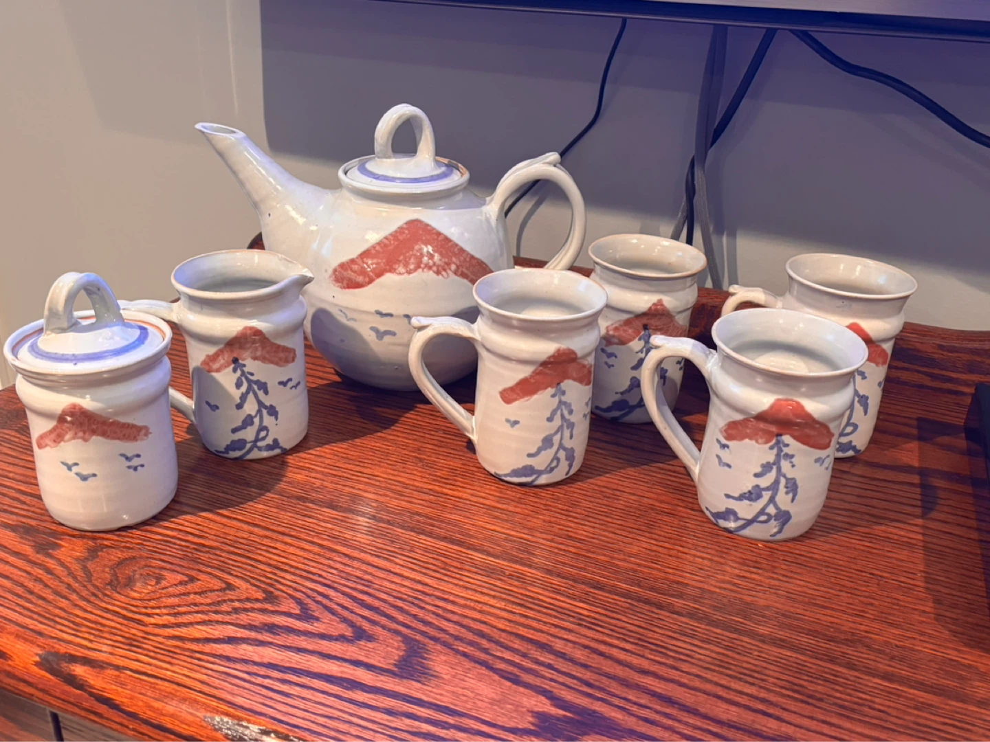 Ceramic Tea Set with Mountain Design