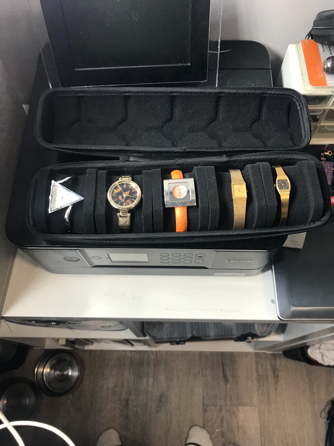 Watch Case with 5 Assorted Watches