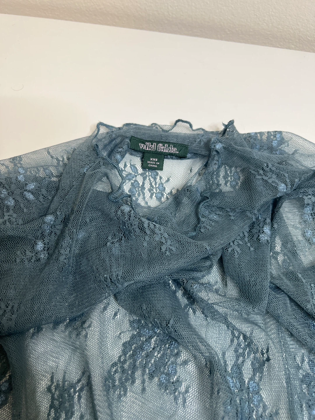 Wild Fable Blue Floral Lace Mock Neck Top - photo 3
