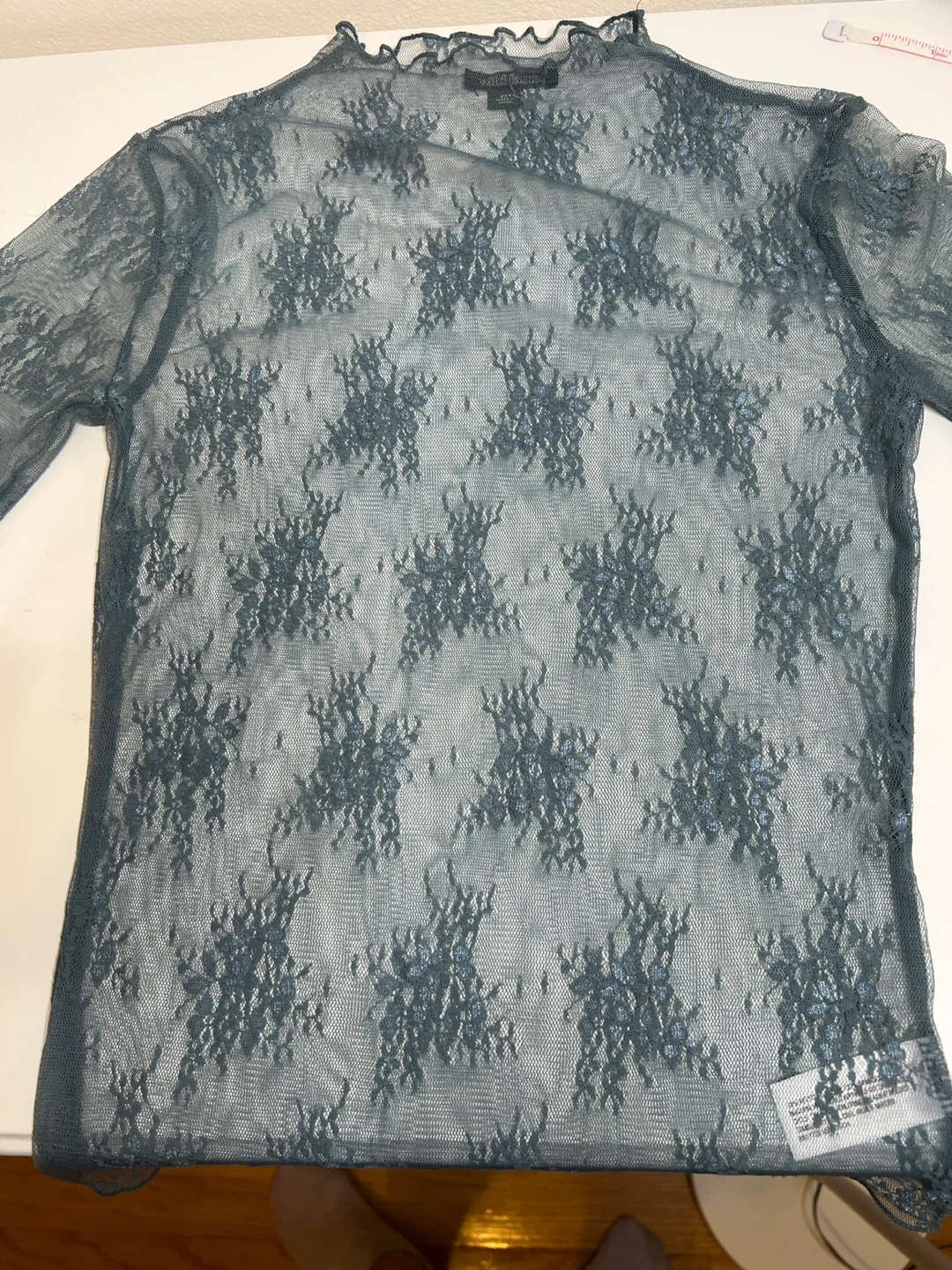 Wild Fable Blue Floral Lace Mock Neck Top