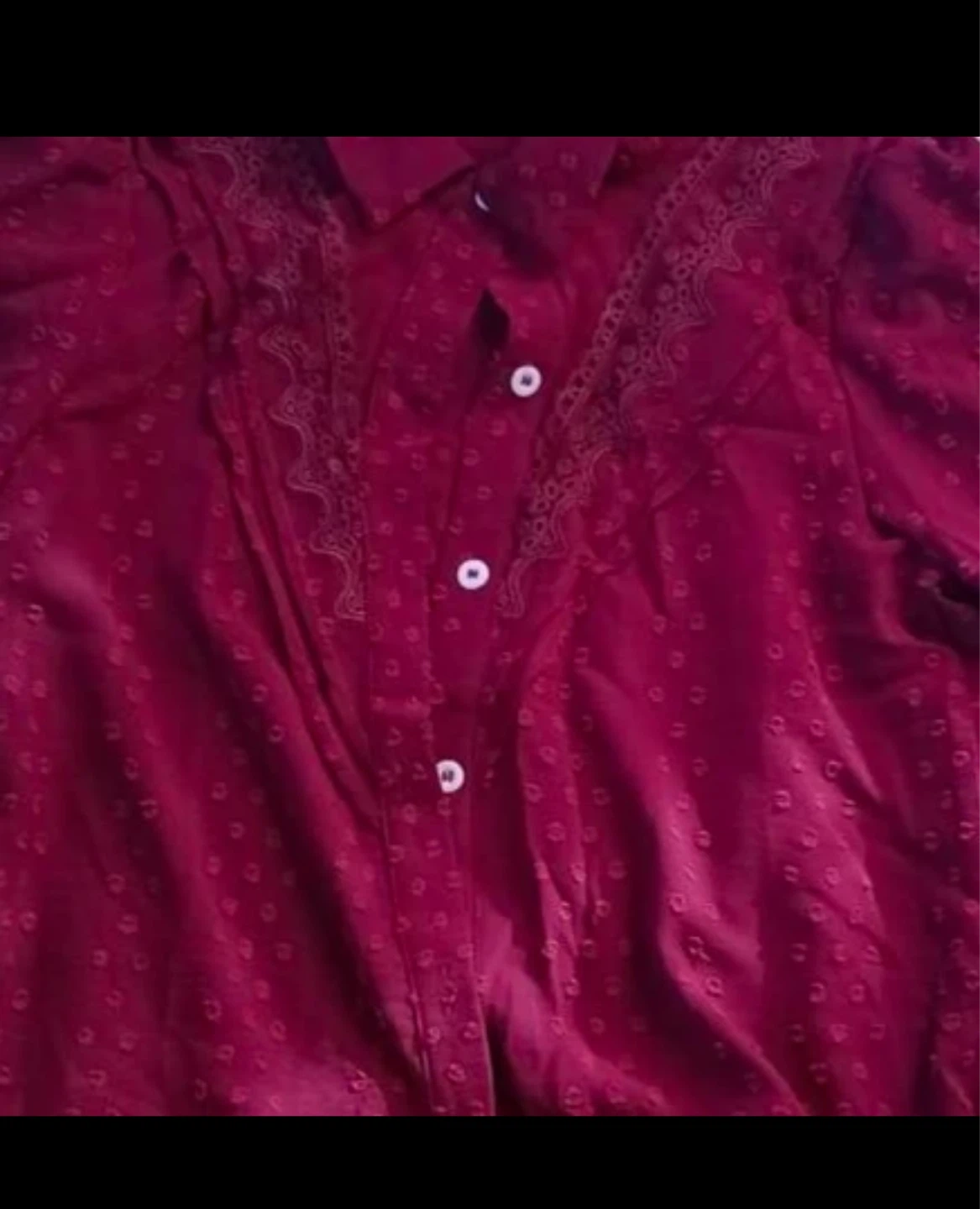 Burgundy Jacquard Blouse⚽️