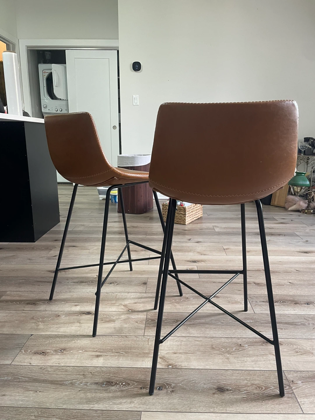 Poly & Bark Brown Faux Leather Bar Stools (Set of 2) - photo 4