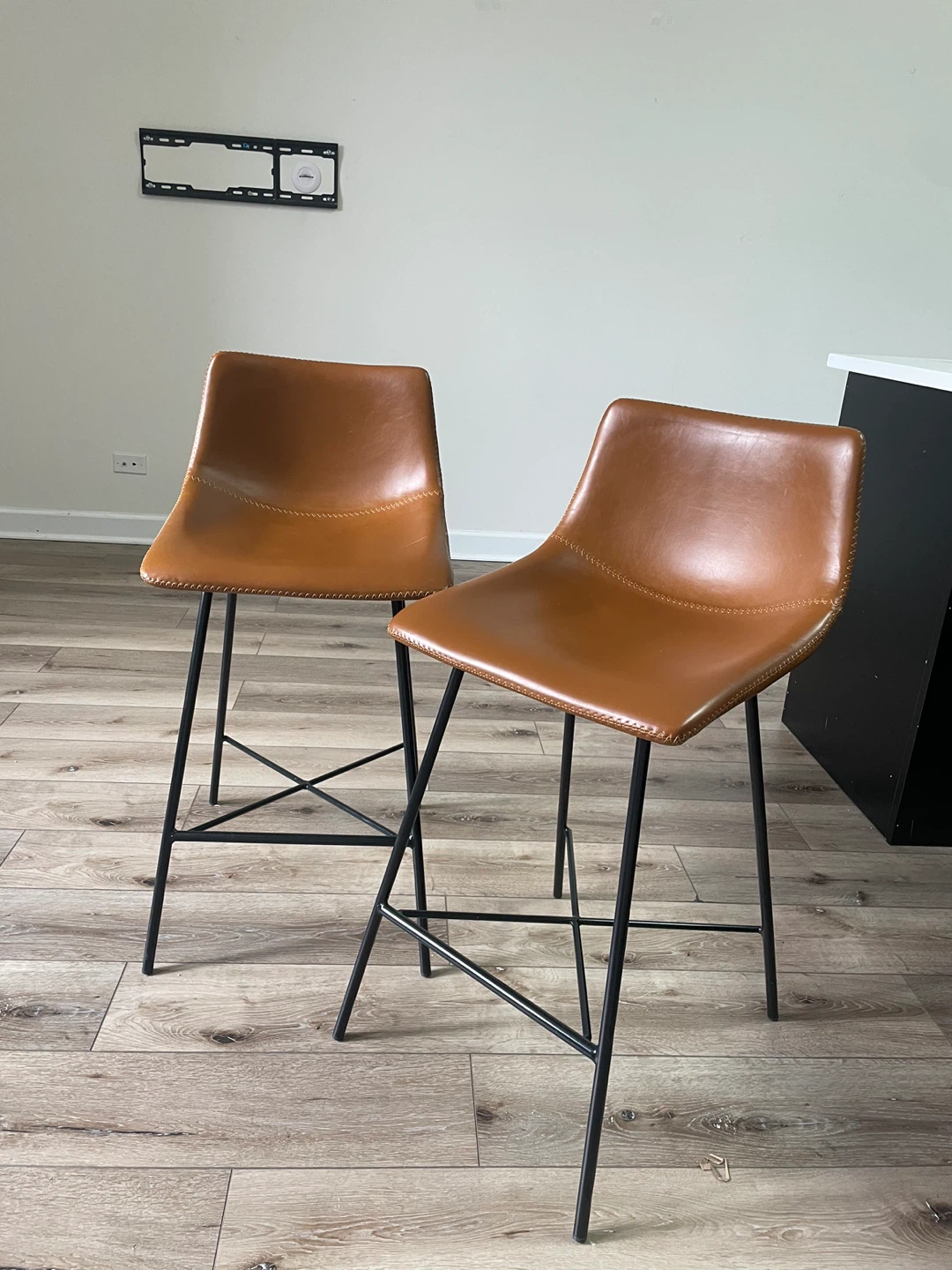 Poly & Bark Brown Faux Leather Bar Stools (Set of 2)