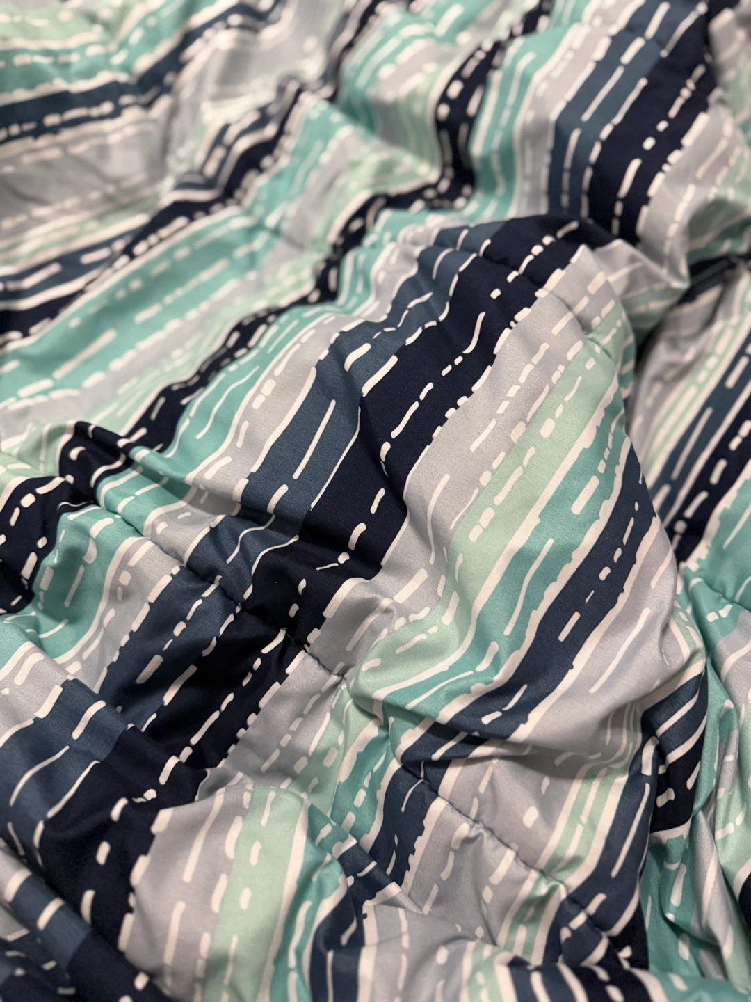 Striped Comforter - Blue, Grey, Black⚽️