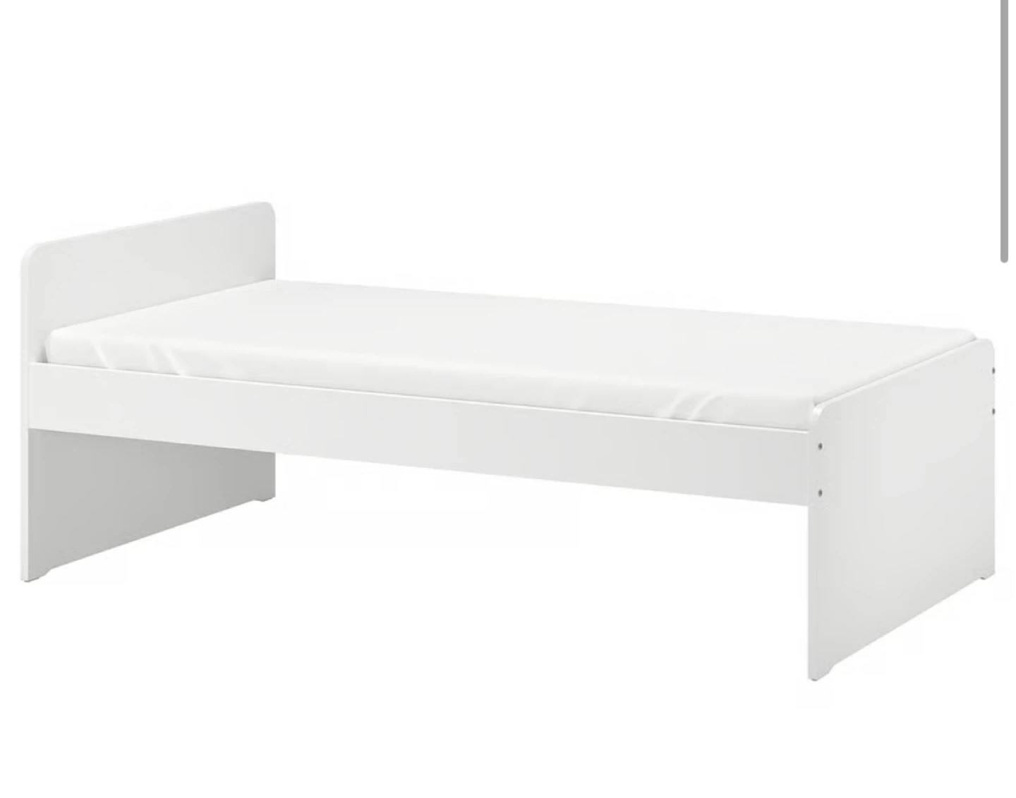 White Single Bed Frame with Mattress