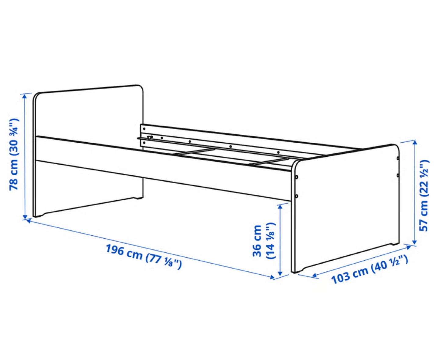 White Single Bed Frame with Mattress - photo 2