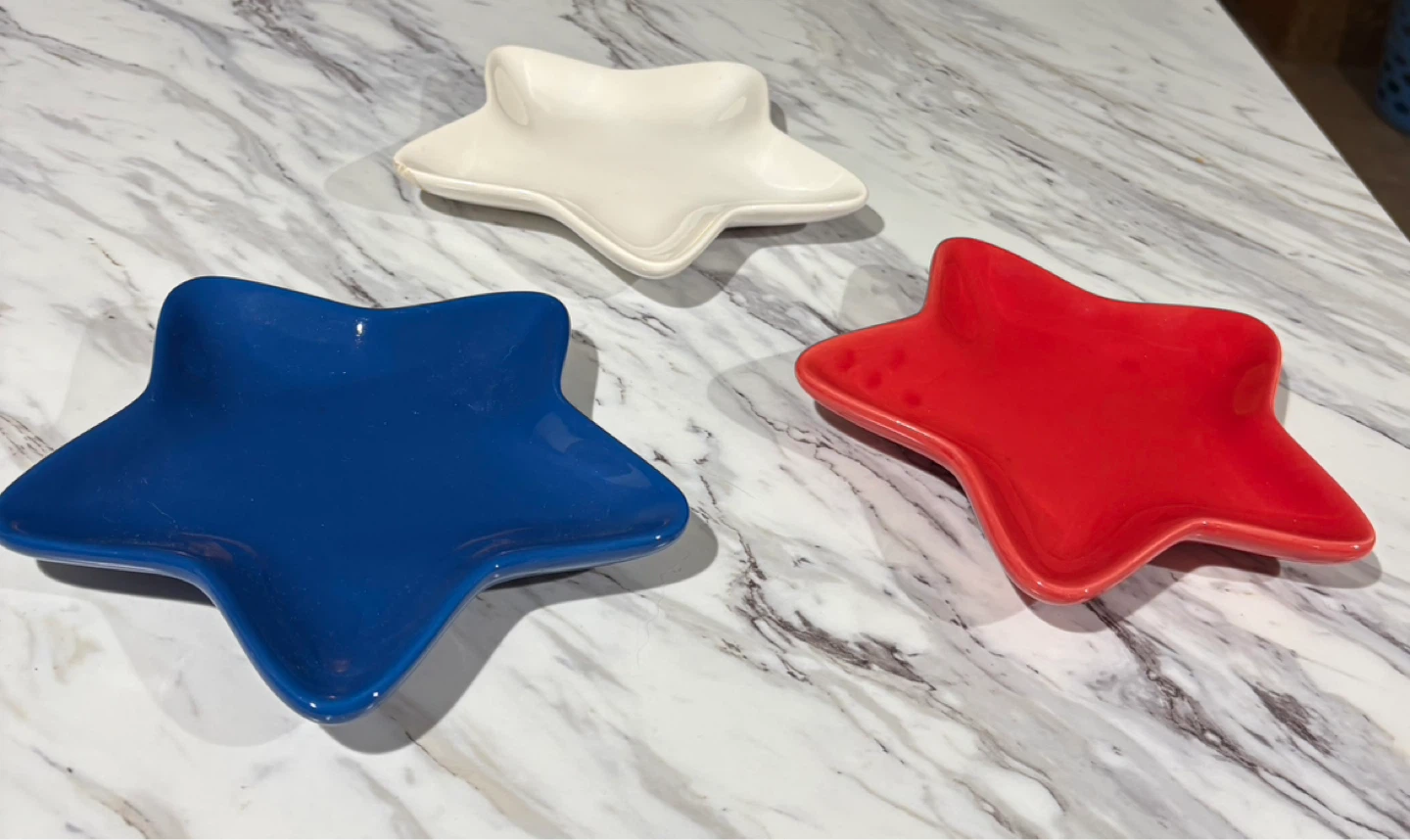 ⚽️ Set of 3 Star Shaped Dishes (Red, White, Blue)