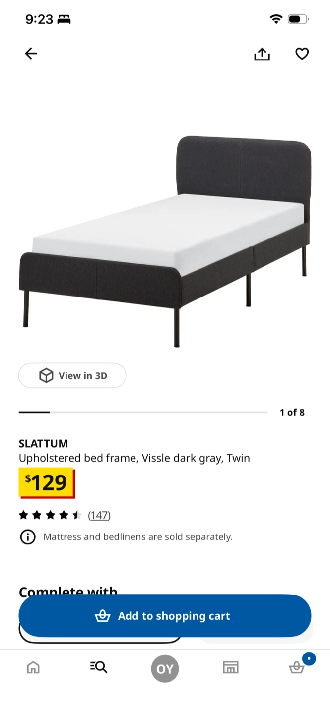 Like New IKEA SLATTUM Bed Frame+ Mattress - photo 3