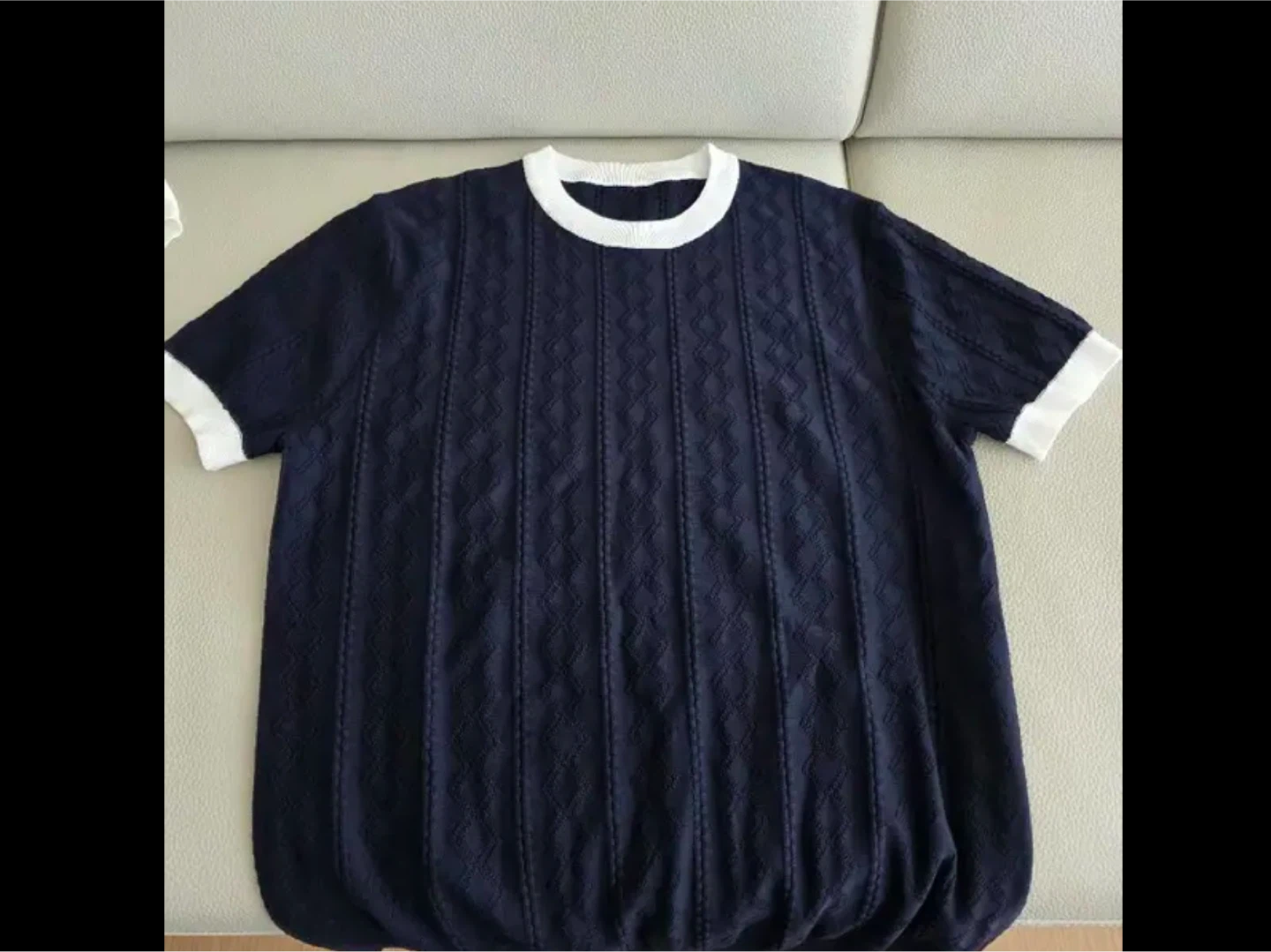 Men's Navy Textured Polo Shirt⚽️