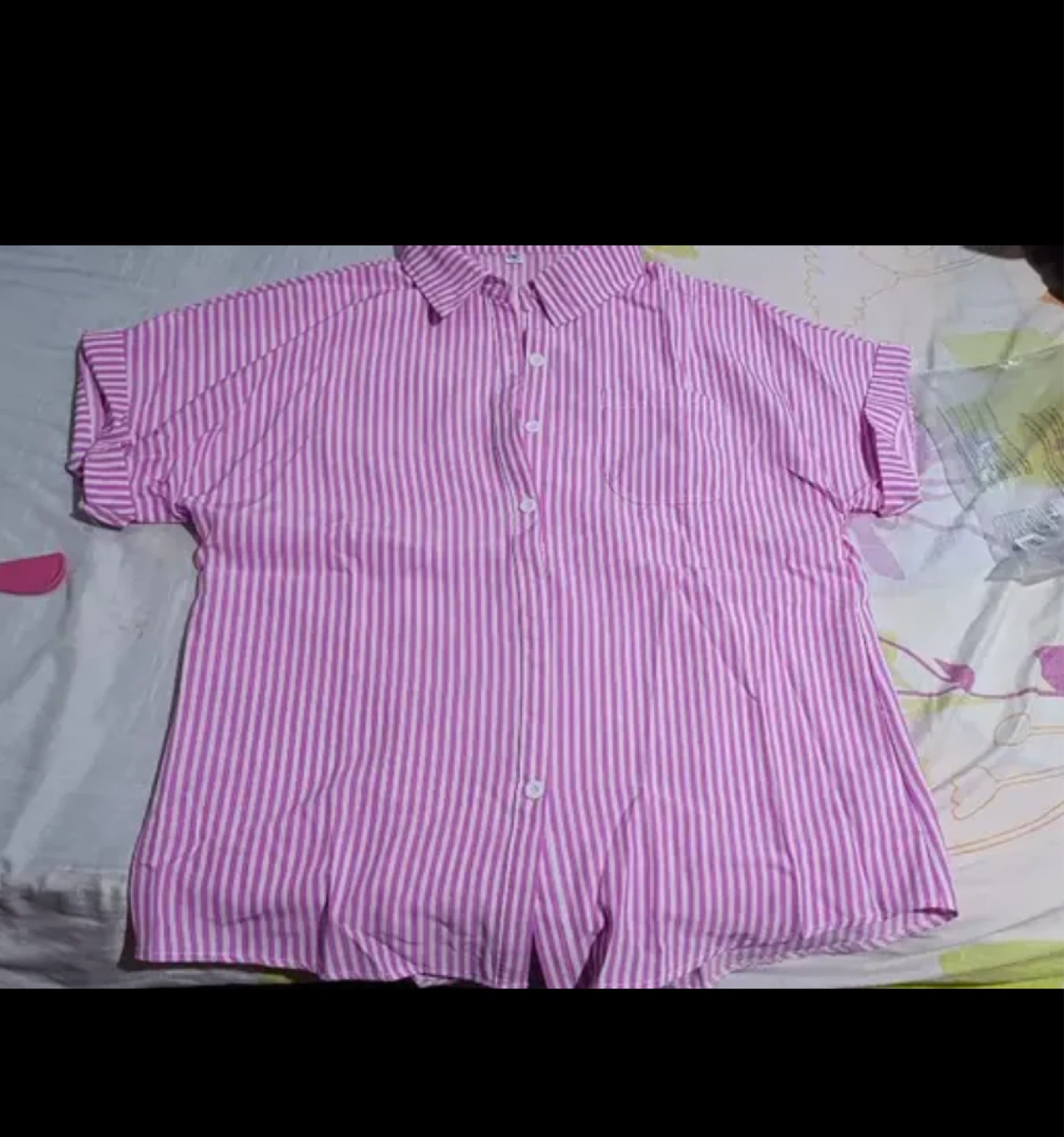 Pink Striped Button-Up Shirt⚽️