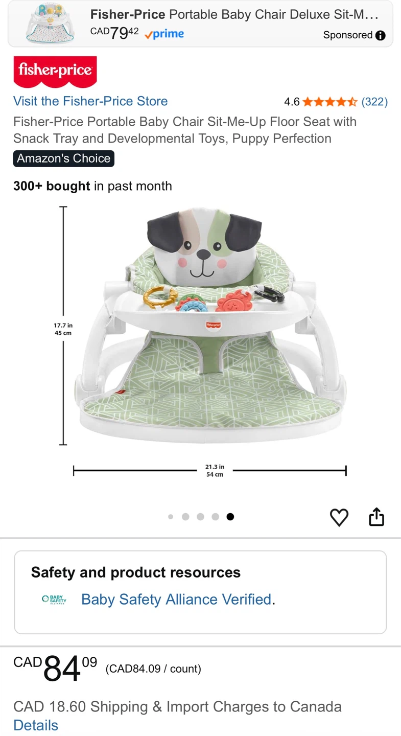 Fisher-Price Puppy Perfection Sit-Me-Up Portable Baby Chair ⚽️