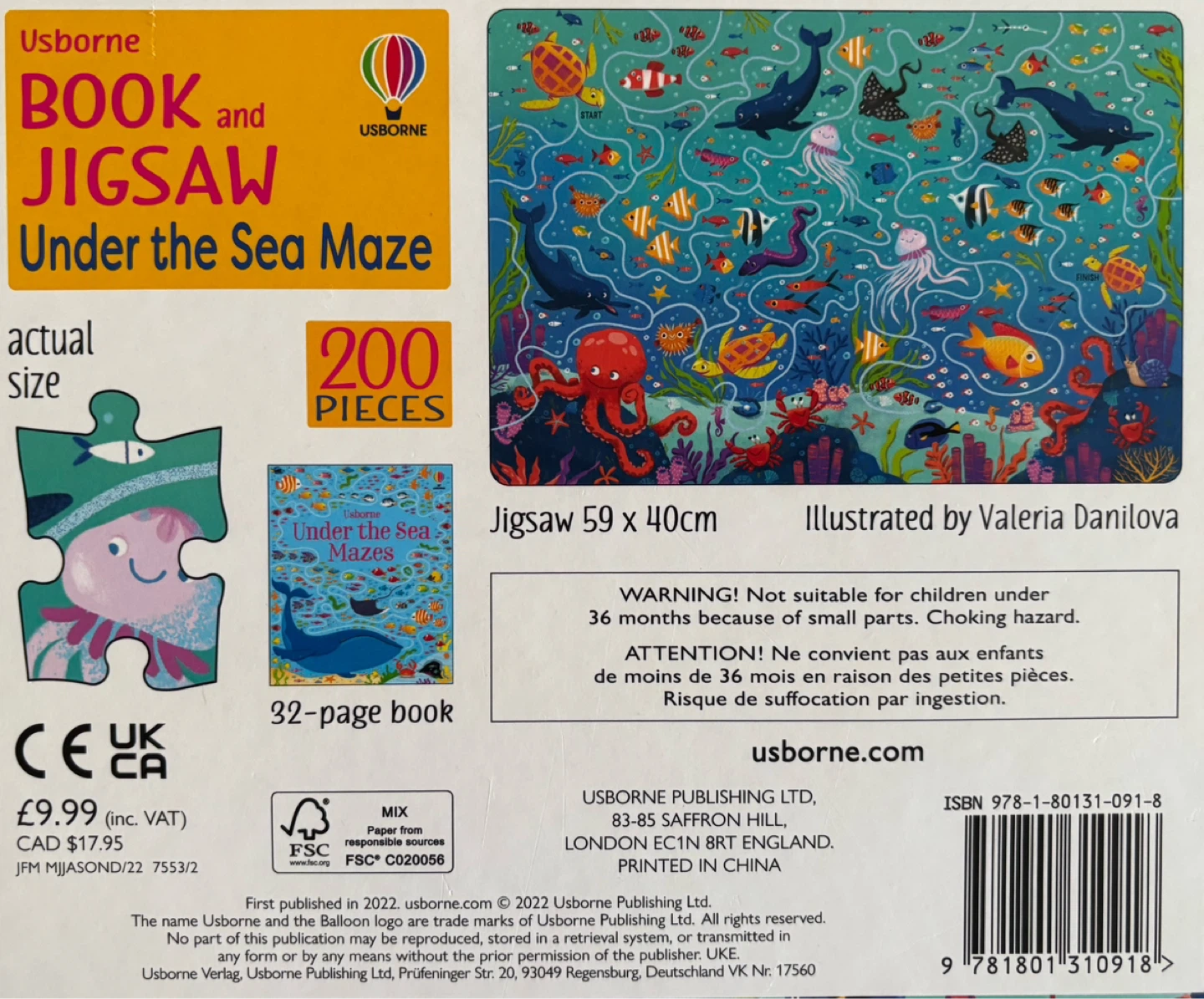 Usborne Under the Sea Maze Book and Jigsaw Puzzle⚽️ - photo 2