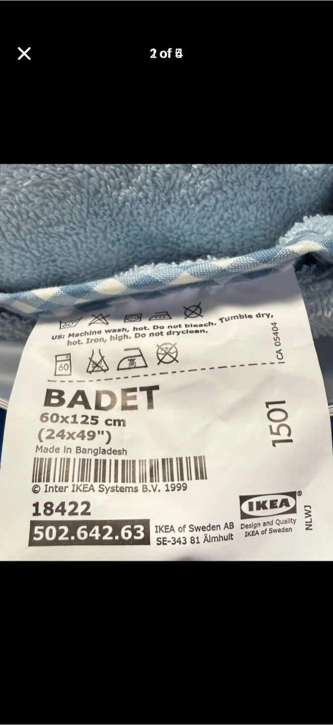 IKEA BADET Hooded Baby Towel Blue Bear