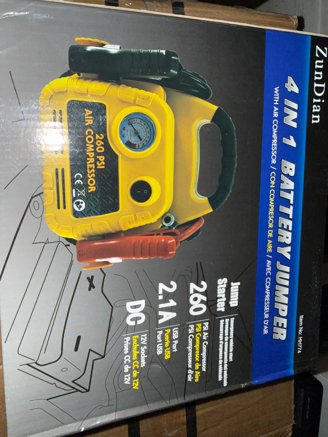 4 In 1 Battery Jumper with Air Compressor