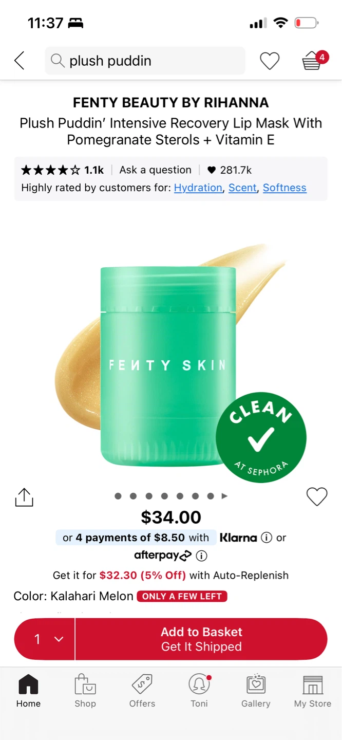FENTY BEAUTY BY RIHANNA Plush Puddin' Intensive Lip Mask