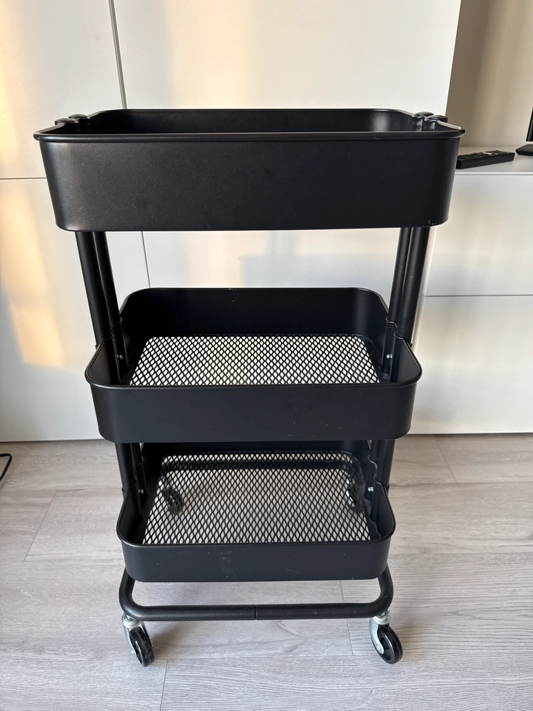 Black 3-Tier Rolling Storage Cart - photo 3