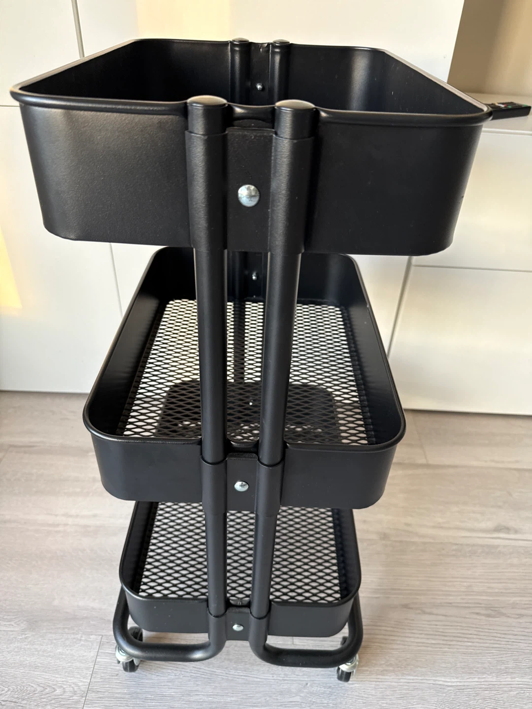Black 3-Tier Rolling Storage Cart - photo 4