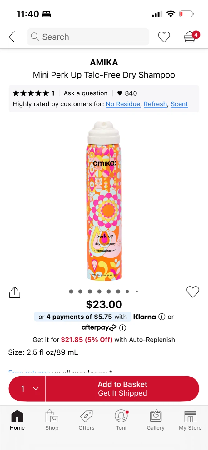 Amika Mini Perk Up Talc-Free Dry Shampoo