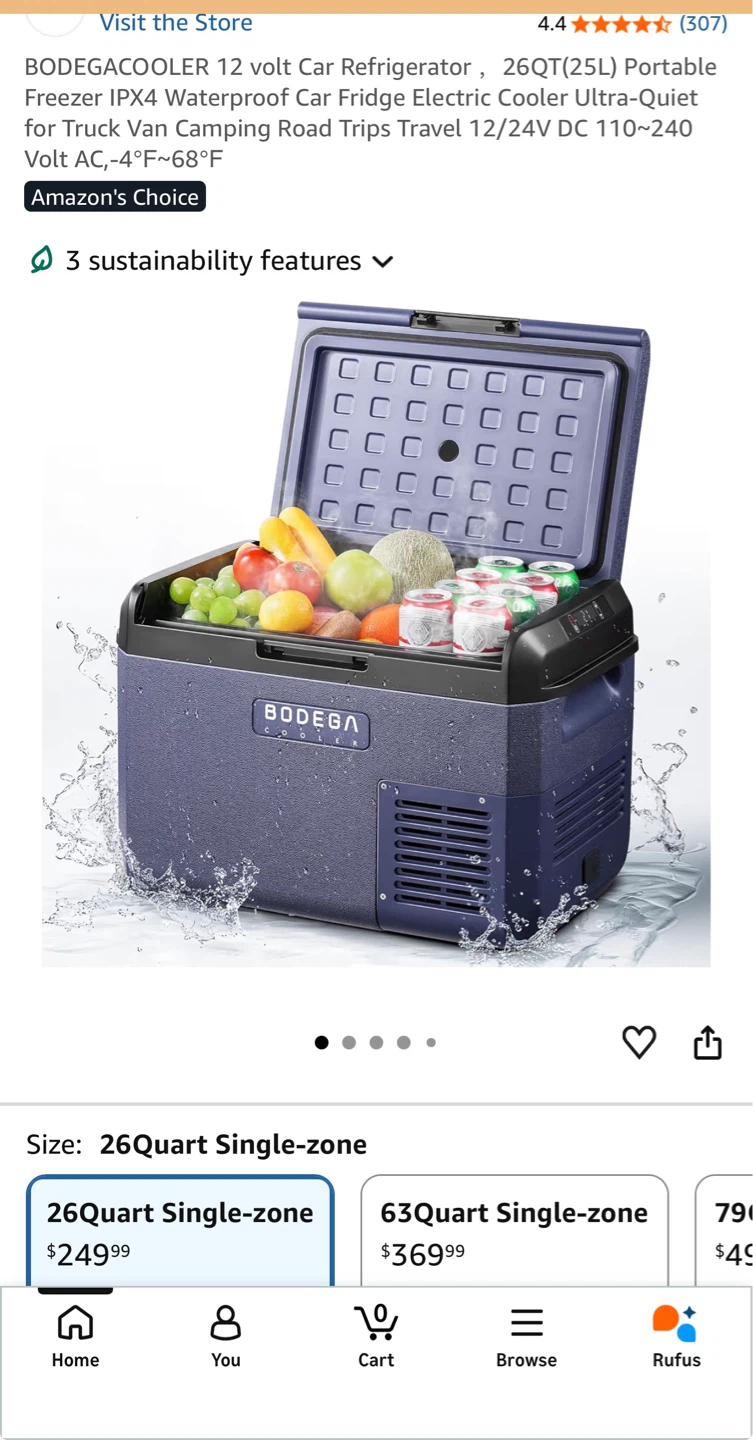 BODEGA 12 Volt Car Refrigerator 26QT Portable Freezer