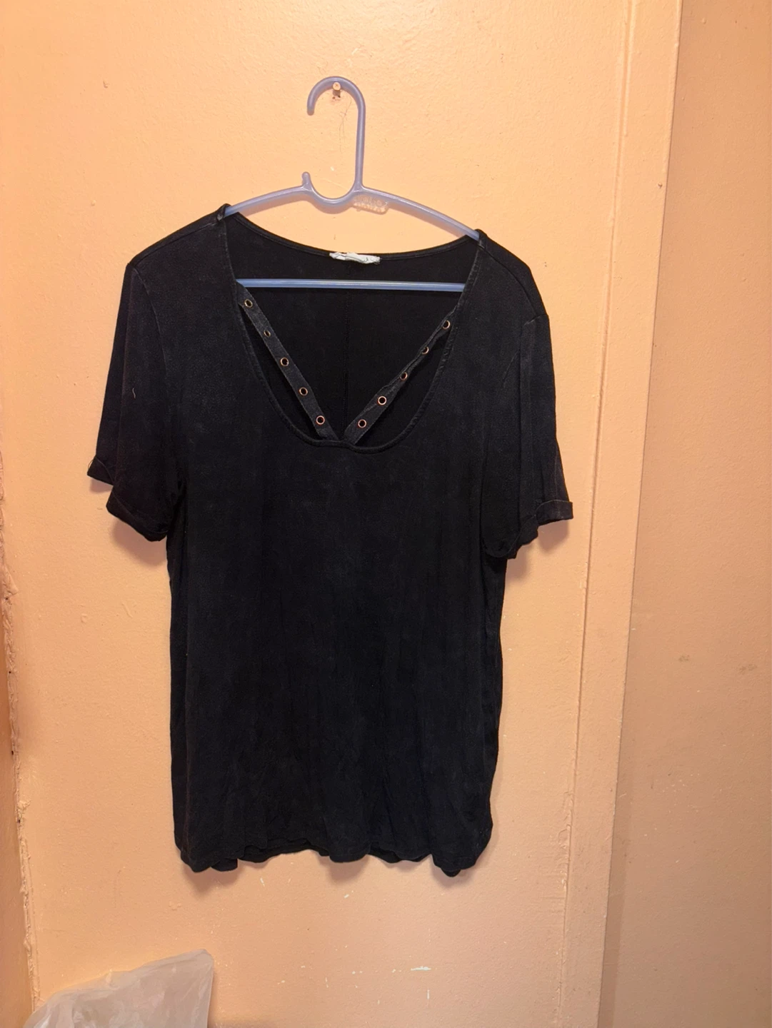 ⚽️Black T-Shirt with Grommet Detail