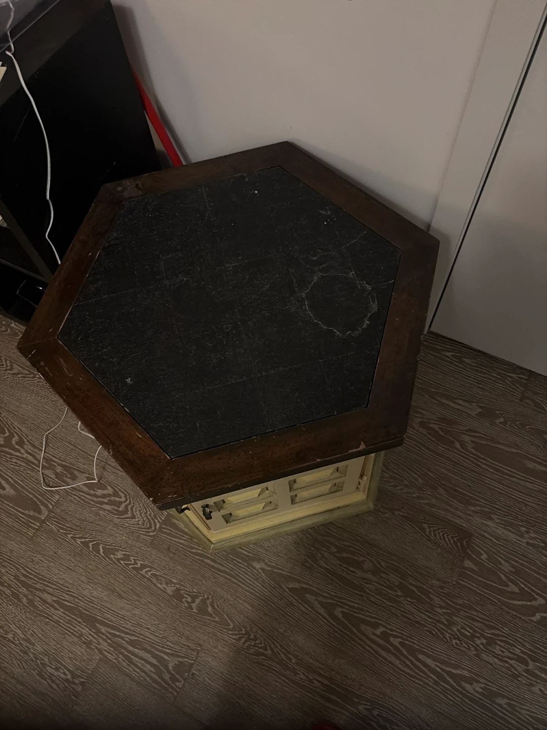 Vintage Hexagonal Accent Table with Doors - photo 2