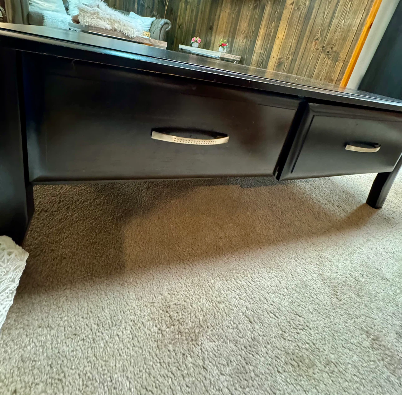 Dark Wood Coffee Table with Two Drawers - photo 2