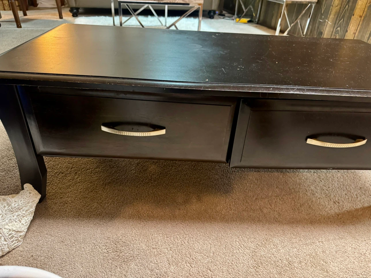 Dark Wood Coffee Table with Two Drawers - photo 3