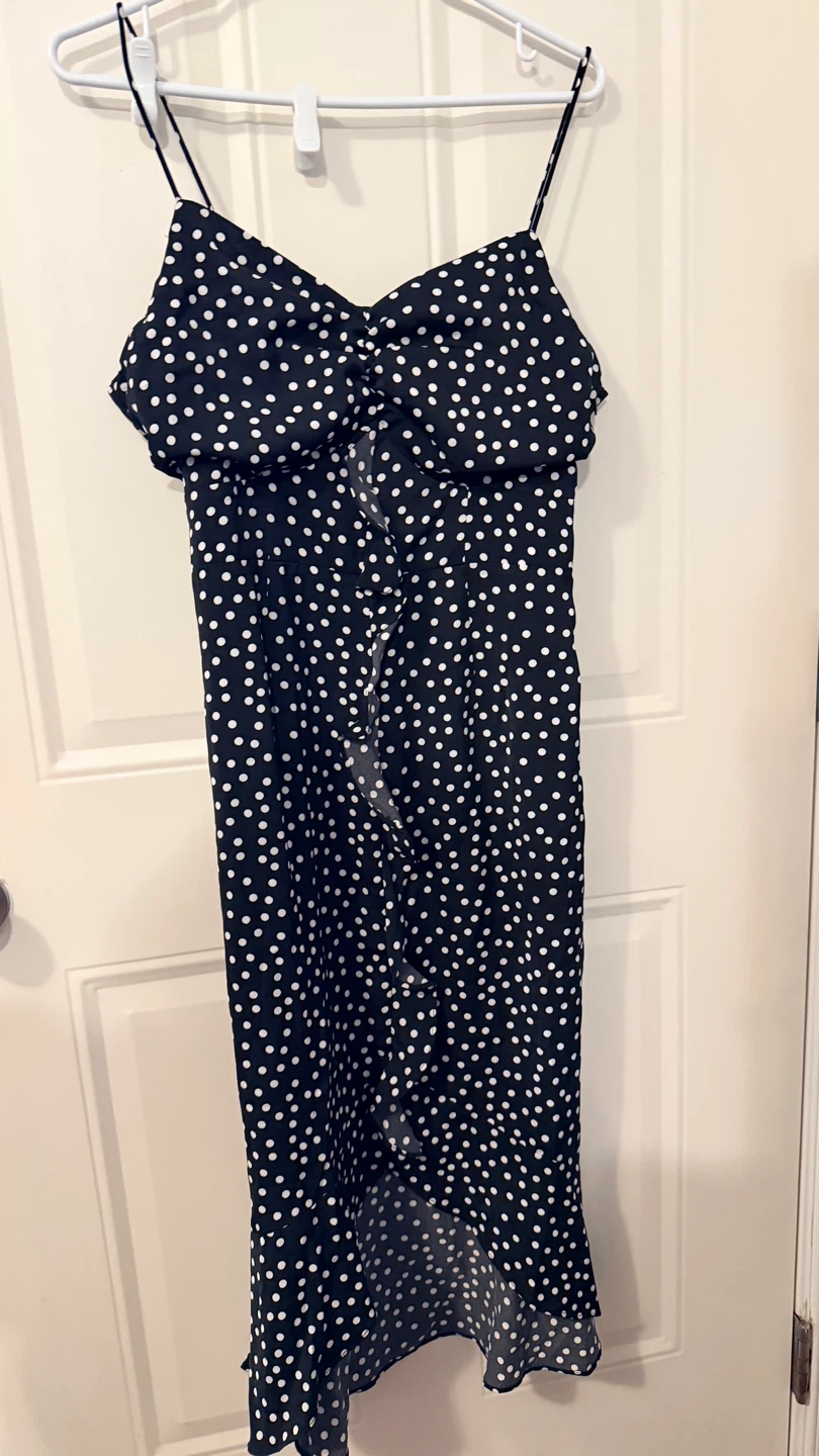 Black polka dot midi dress. size 10