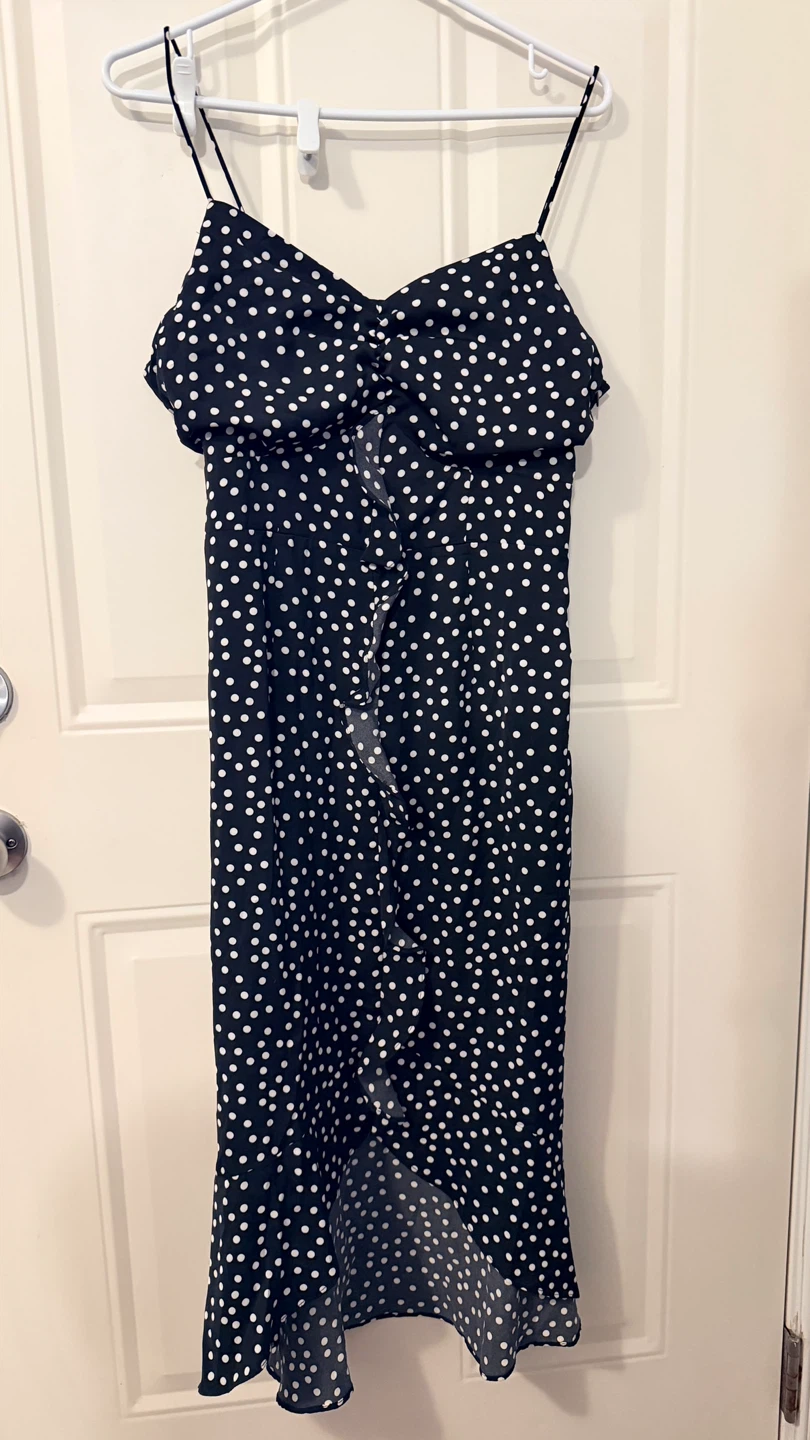 Black polka dot midi dress. size 10 - photo 2