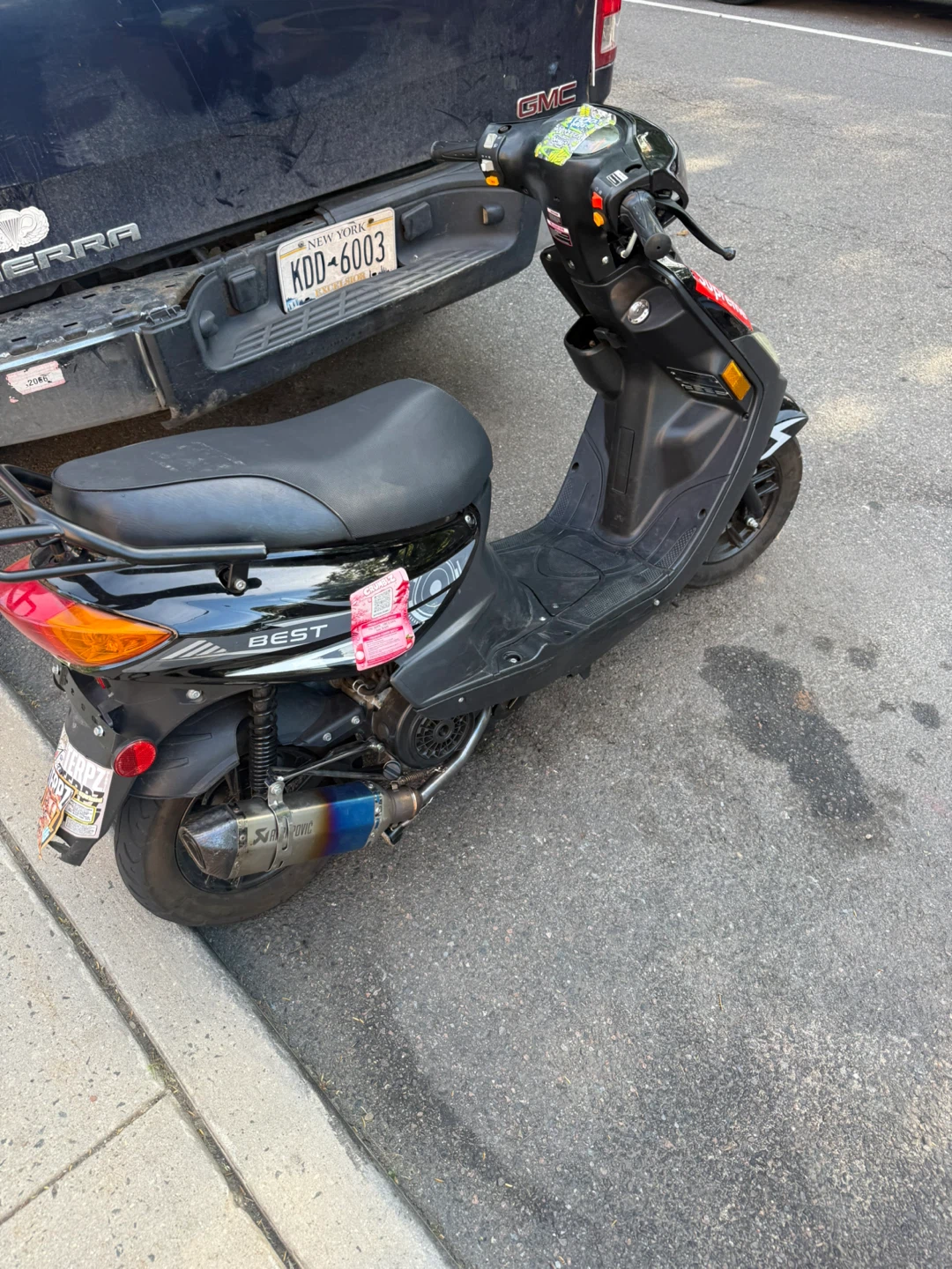 Black Scooter with Custom Exhaust no title no keys clean vin