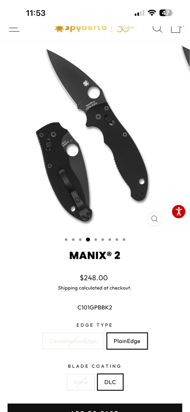 Spyderco Manix 2 Black Folding Knife
