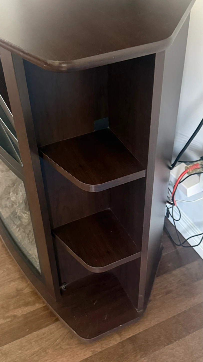 Corner Media Console / Fireplace TV Stand - Dark Cherry Finish - photo 5
