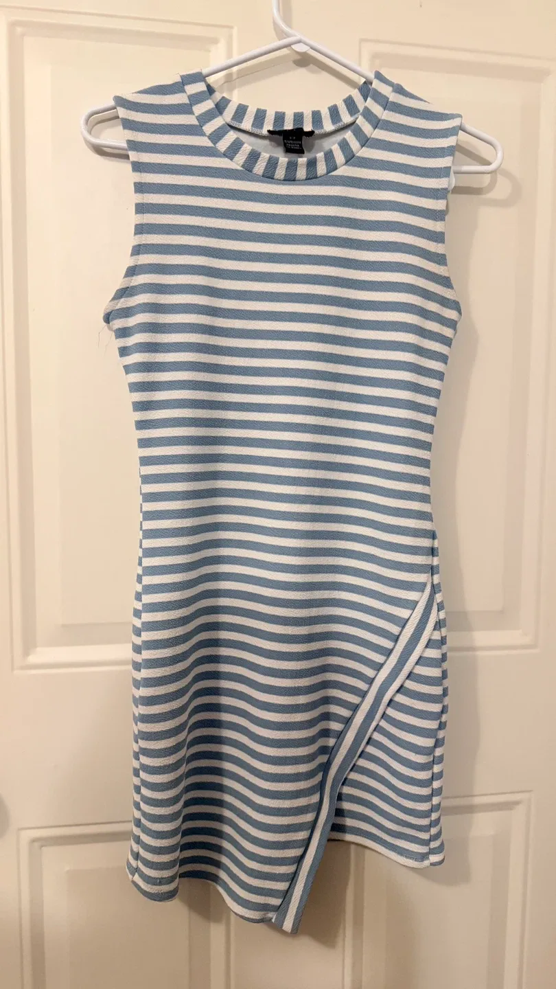 Stretchy Blue & White Striped Dress size S/M