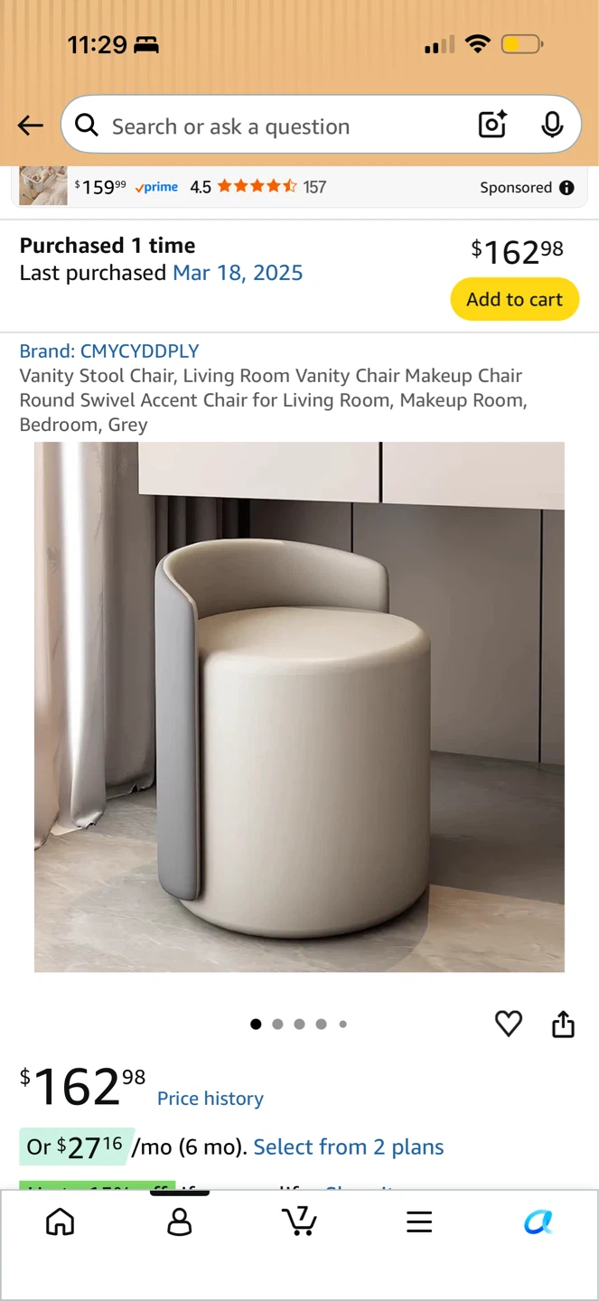 Vanity Stool Chair - Grey - photo 3
