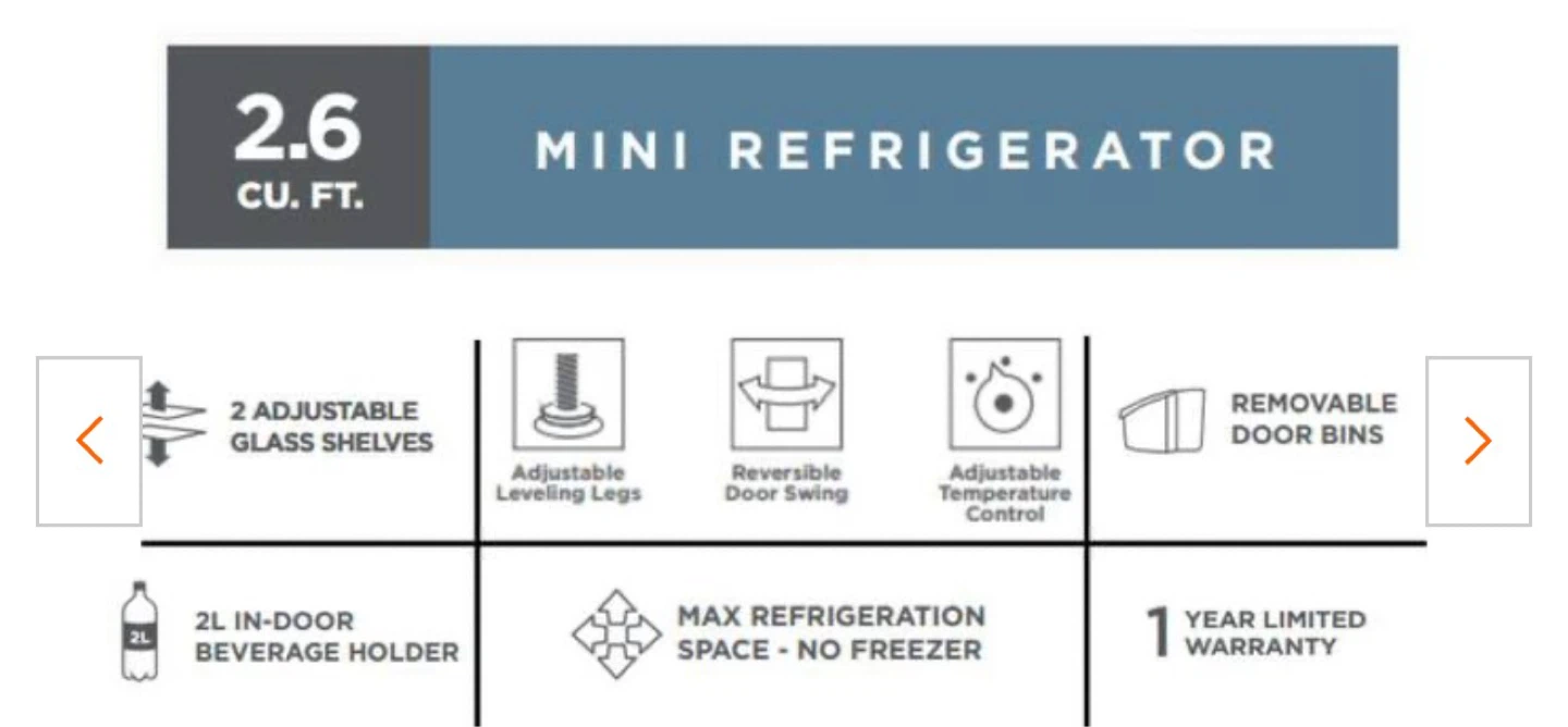 Black 2.6 cu. ft. Mini Refrigerator - photo 5