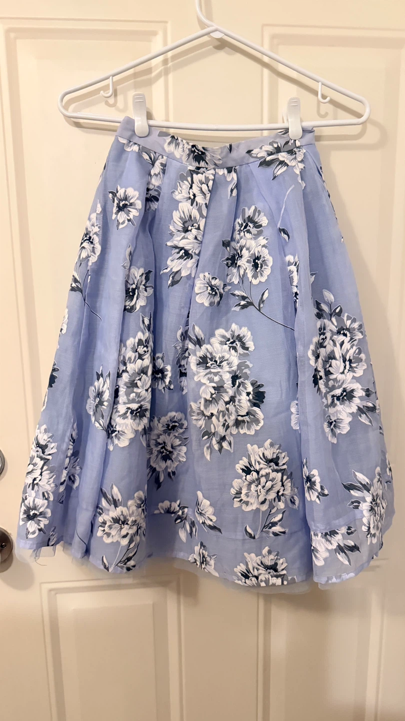 Light Blue Floral Skirt Size 5-6