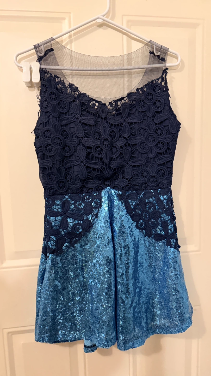Blue Sequin Dress with Lace Bodice size M - photo 2