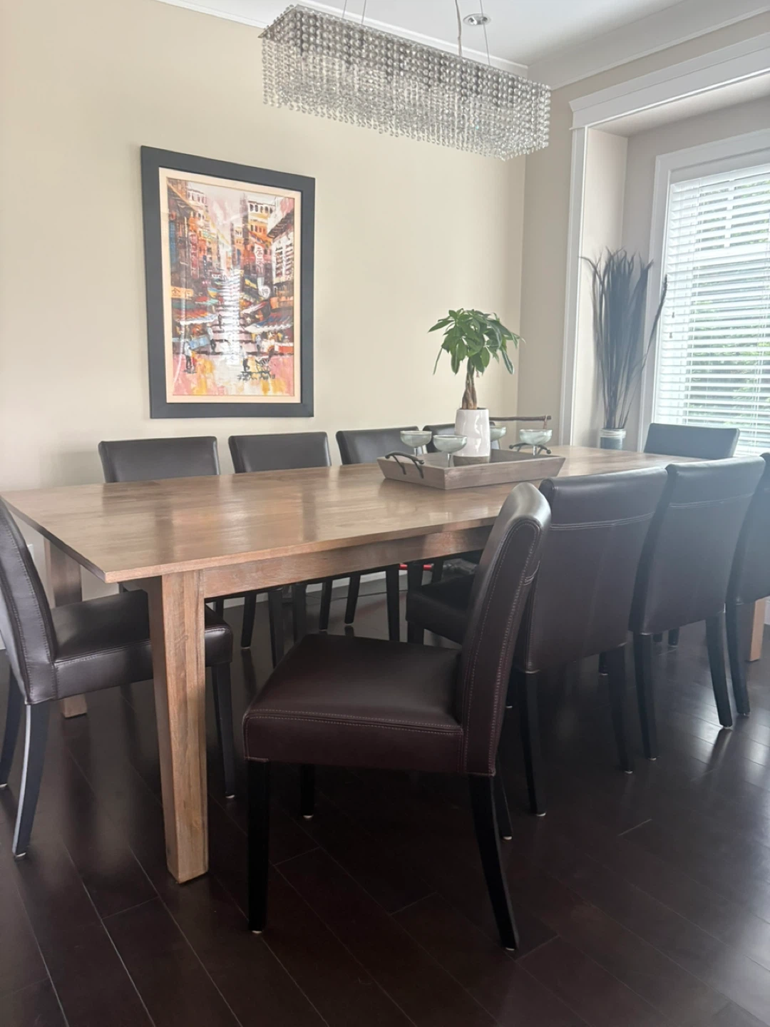 Solid Wood Dining Table with 8 Chairs