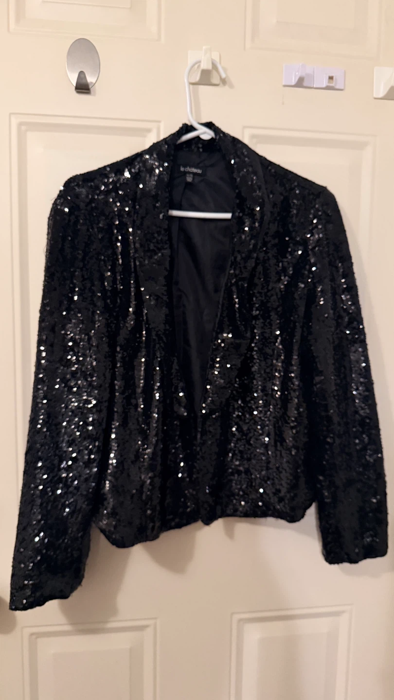 Le Château Black Sequin Jacket Size M/L