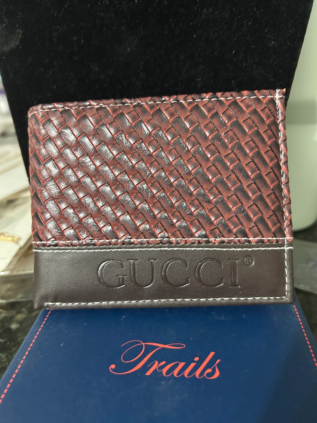 Gucci Brown Woven Leather Bifold Wallet