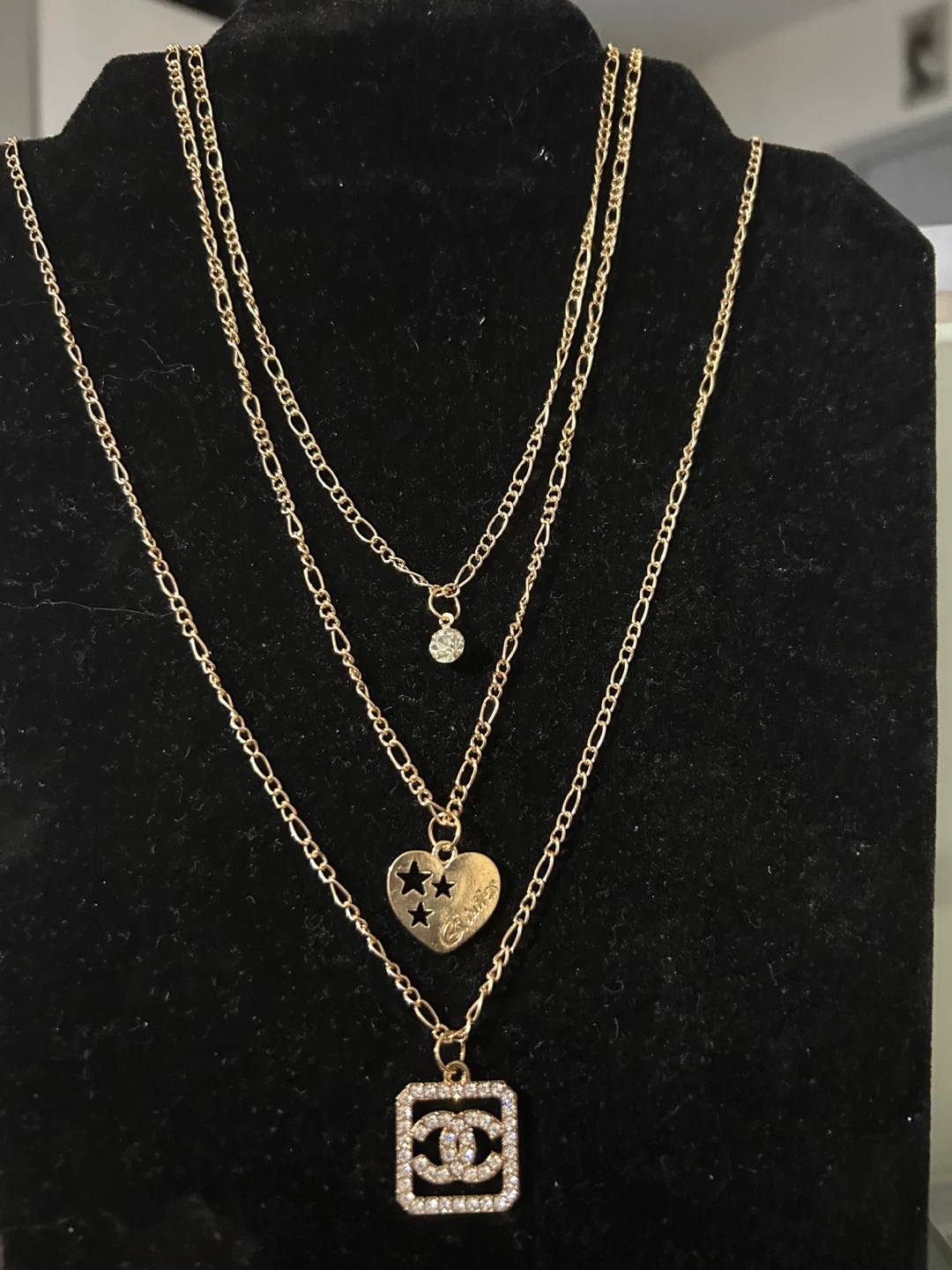 Layered Necklace with CC Logo Pendant - photo 3