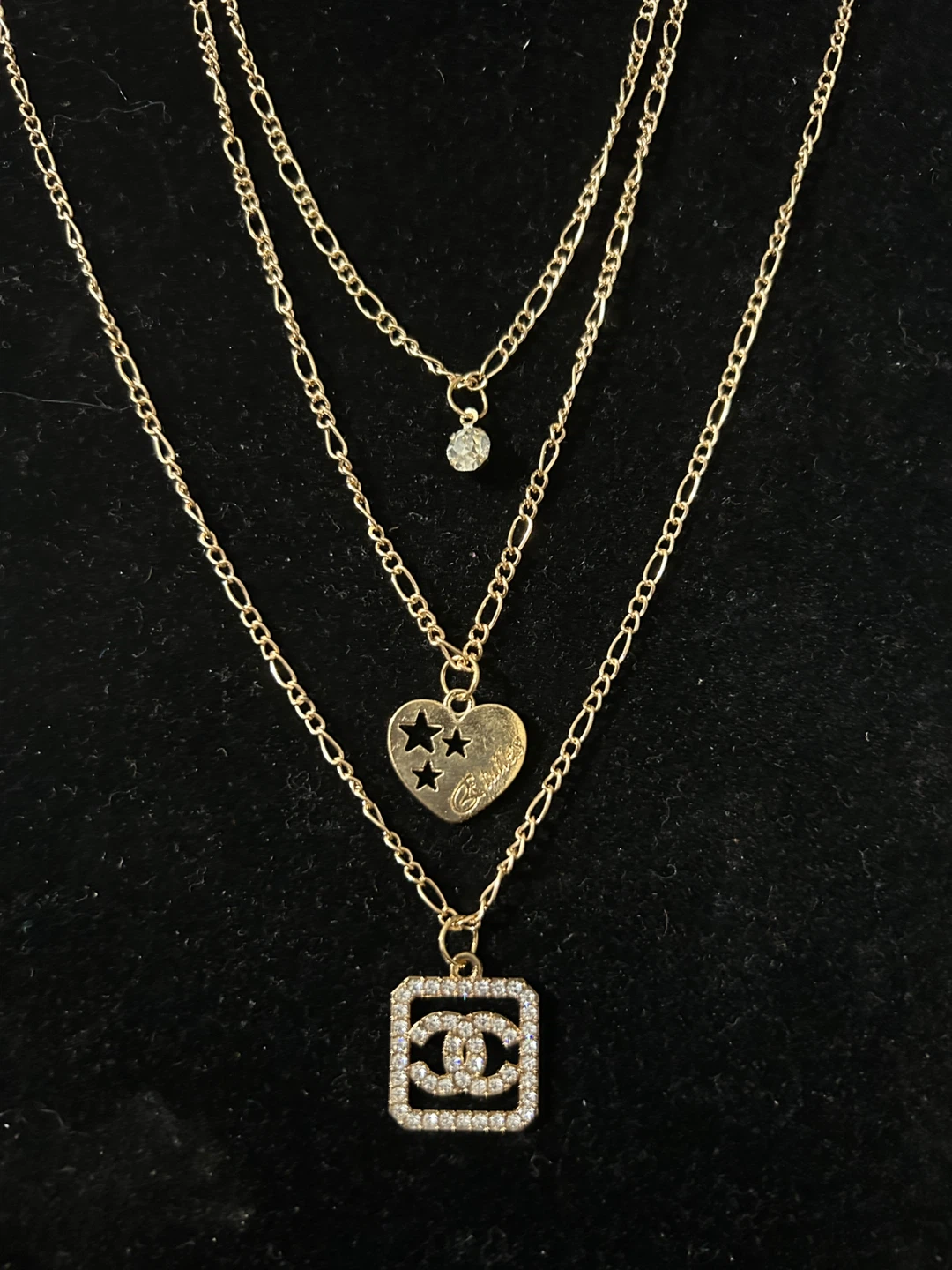 Layered Necklace with CC Logo Pendant