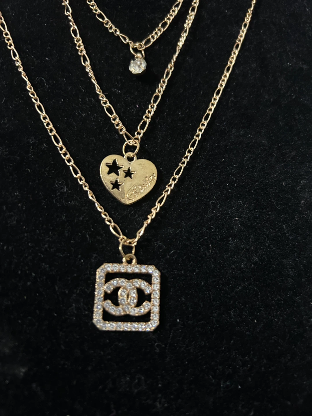 Layered Necklace with CC Logo Pendant - photo 2