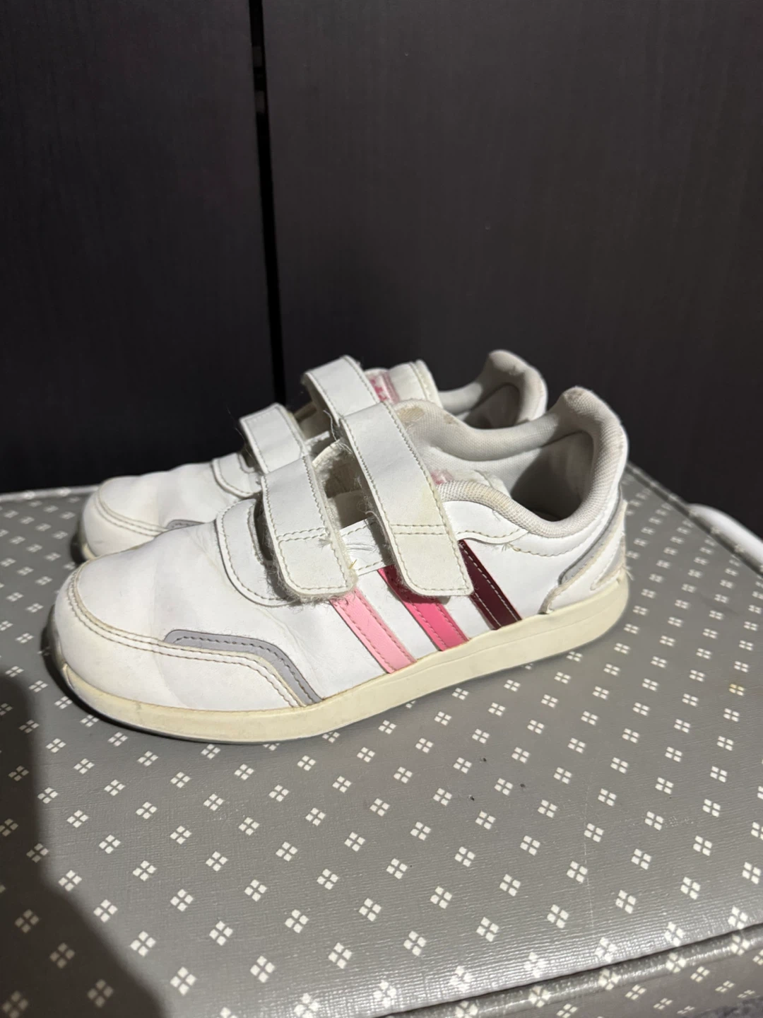Adidas Kids White Velcro Sneakers size US 1